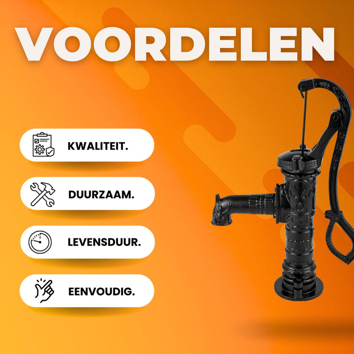 Waterpomp - Handdrukpomp - Grondwaterpomp - Gietijzer - 22 cm Wateruitlaat