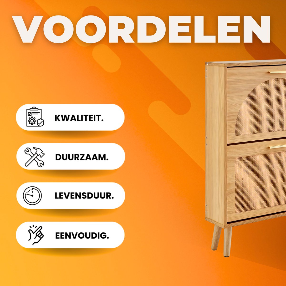 Schoenenkast met klep - 2 kleppen - Schoenenbank - Houtkleur - Kantelsysteem - Schoenenbak - 36KG