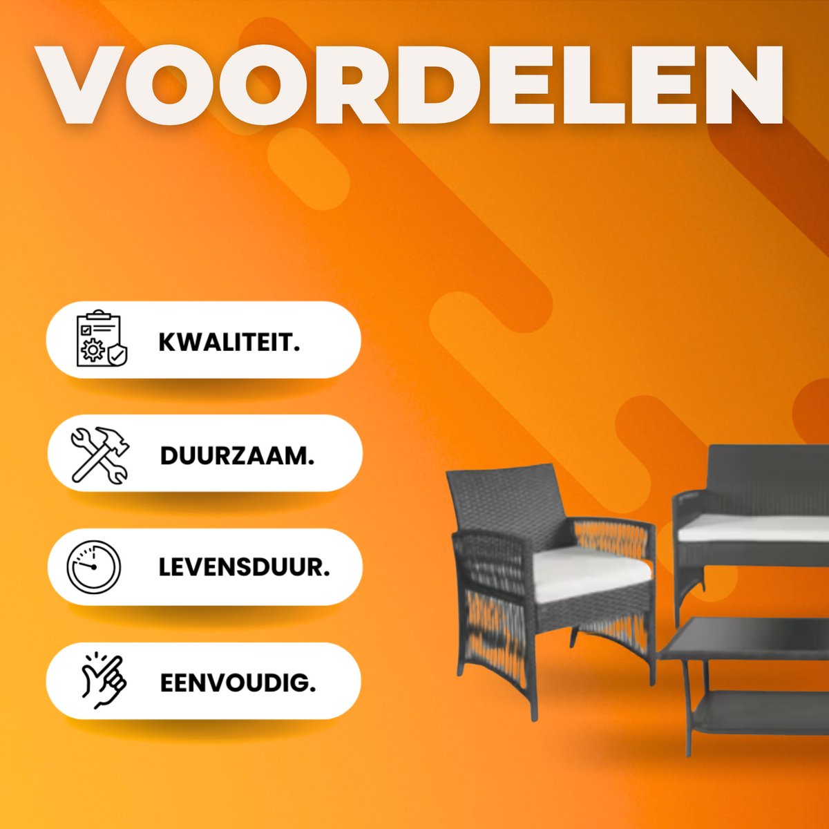 Rotan Tuinmeubelen Set - Voor Buiten en Balkon - 4 Stuks - Rotan Patio Meubelen - Weven Rieten Sofa Set met Kussens en Glazen Tafelm - Donkergrijs