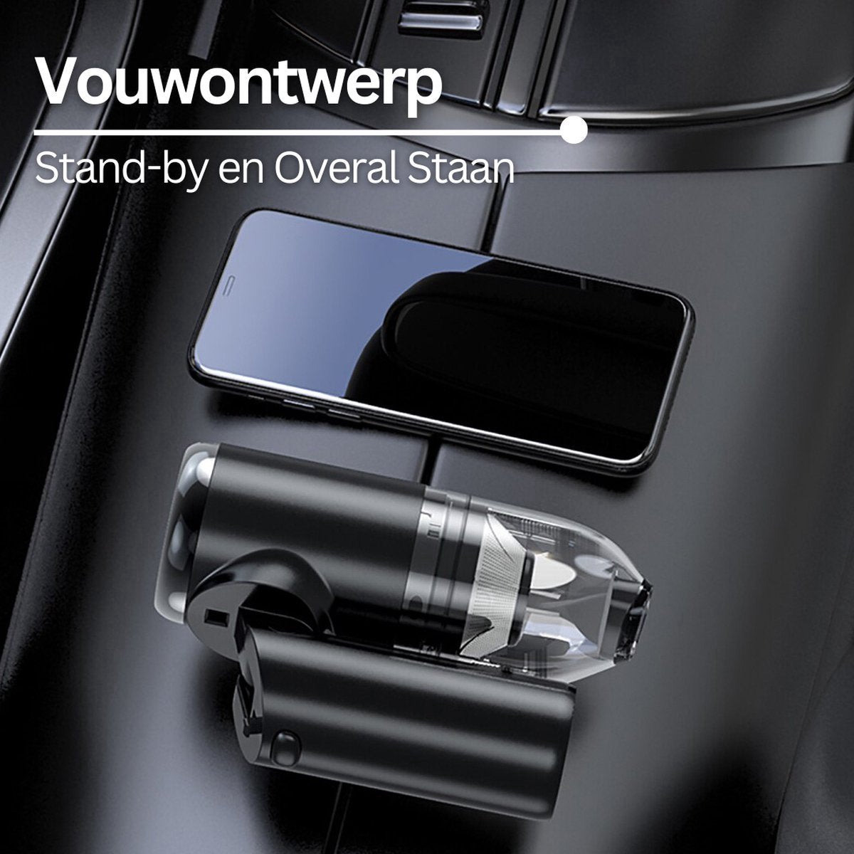 Happyment Draadloze Auto Stofzuiger - USB-C - 2 in 1 Multifunctioneel Stofzuigertje - Auto Oplader - Kruimelzuiger - Zwart