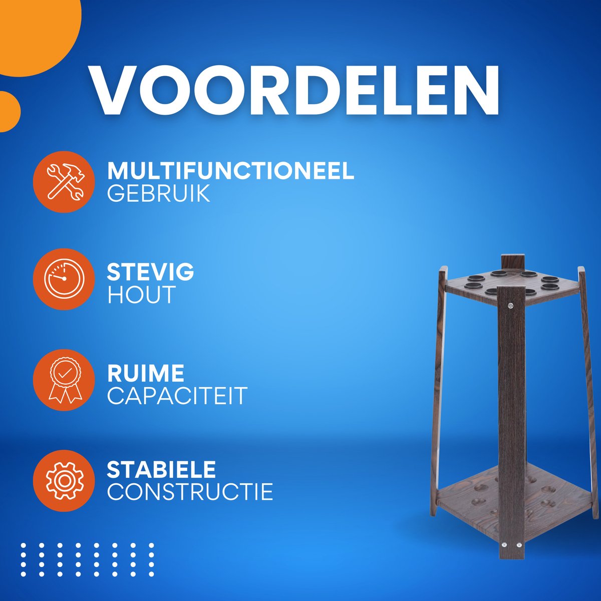 Biljartkeu rek - 8 gaten - Biljart accessoires - Houder voor op de vloer