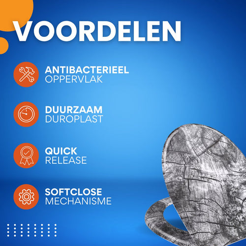 Antibacteriële Toiletbril Woody - Met Softclose - Universeel - Toiletbrillen met print - WC Bril - Toiletzitting