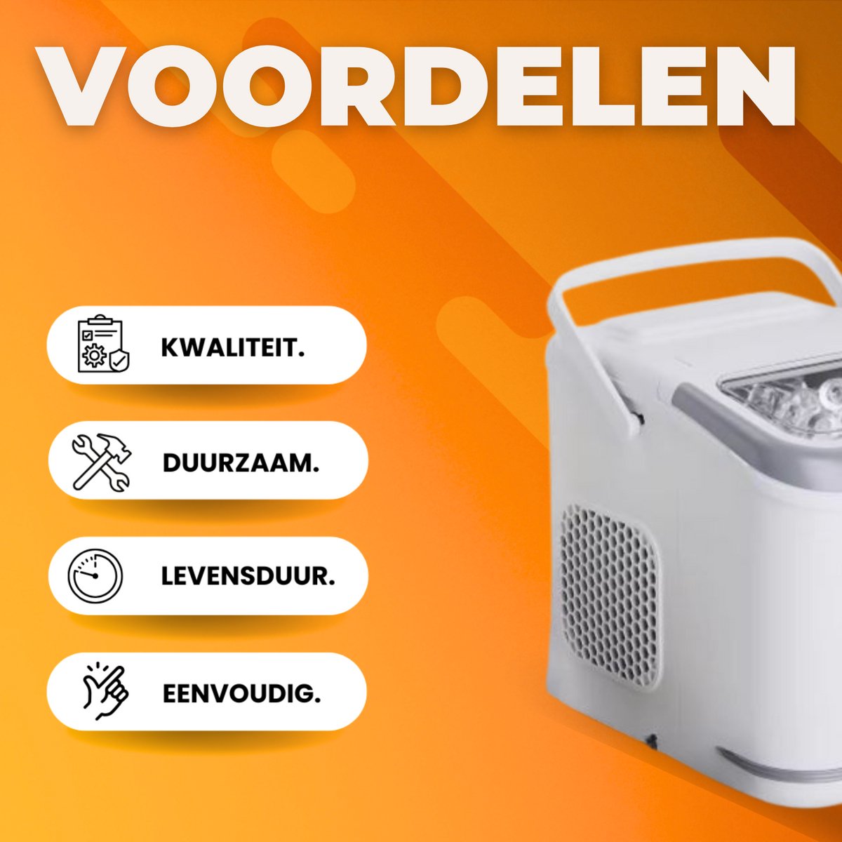 Ijsblokjesmachine - Ijsblokmakker - Ijsmachine - 2,0 Liter - 9 Blokjes in 6 Minuten - Zelfreinigende Elektrische Ijsmachine - Wit