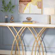 Wandtafel -Haltafel - Dressiortafel - Bijzettafel - Sidetable - Modern - Kunstmarmer, goud