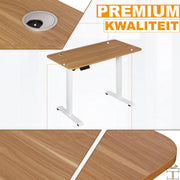 Happyment Sta of zit bureau Deluxe - In hoogte verstelbaar 72-116 cm - Werk - Computer Bureau - Studie - Bruin - Elektrisch