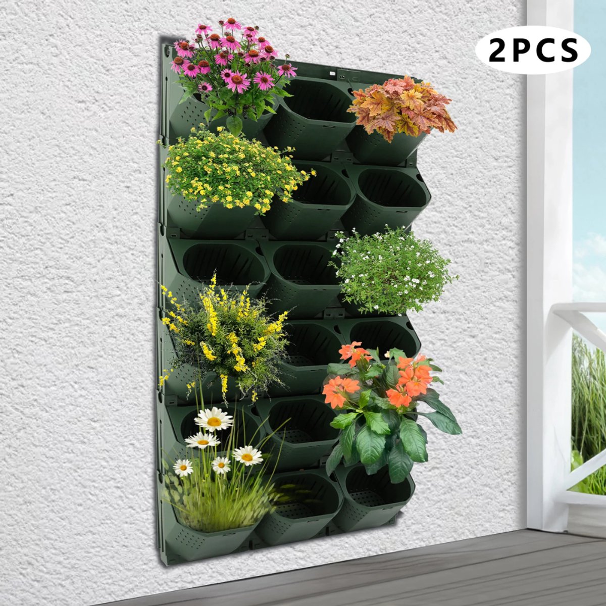 Wandplantenbak - Voor muurdecoratie en planten - Met 36 potten voor bloemen - Functioneel en decoratief