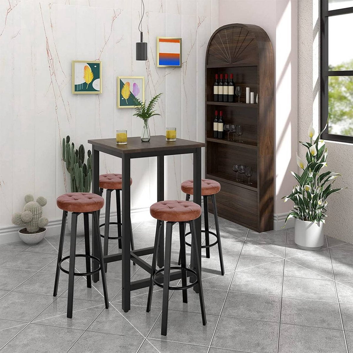 Barkruk - Bruin - Met rugleuning - Ergonomisch - Zithoogte 60-82cm - Set van 2