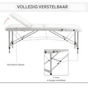Opvouwbare Massagetafel - Behandeltafel - Professionele massage - Ontspanning - Voor Spa, Salon, Kliniek & Thuis - Inclusief Kussen - Wit