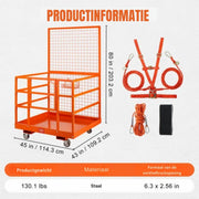Heftruck Platform - Veiligheidsmand 635kg - Oranje - Voor Heftruck - Incl. Accessoires
