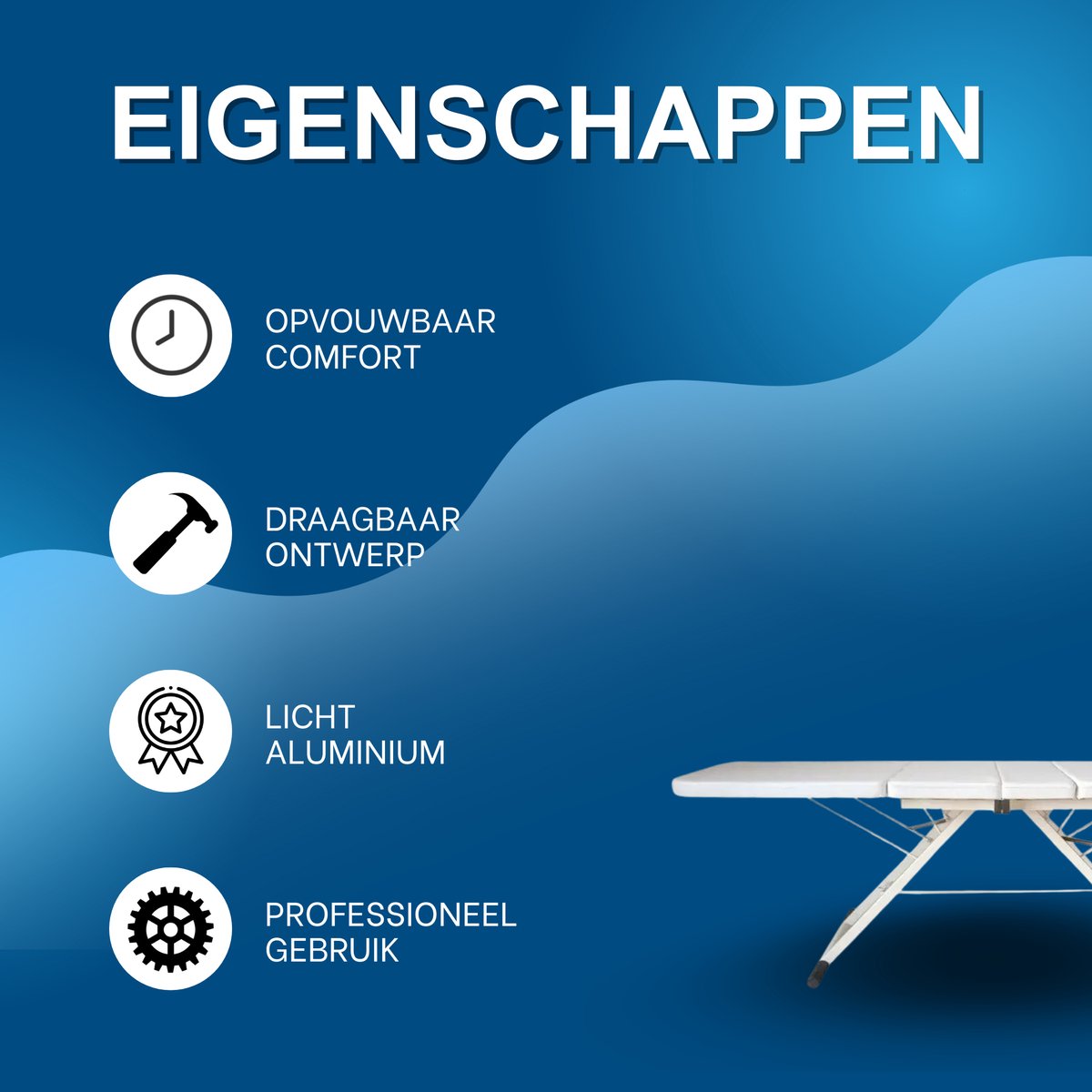 Massagetafel - Behandelbank – Voor schoonheidssalons en spa’s – Geschikt voor massage en tattoo - Wit