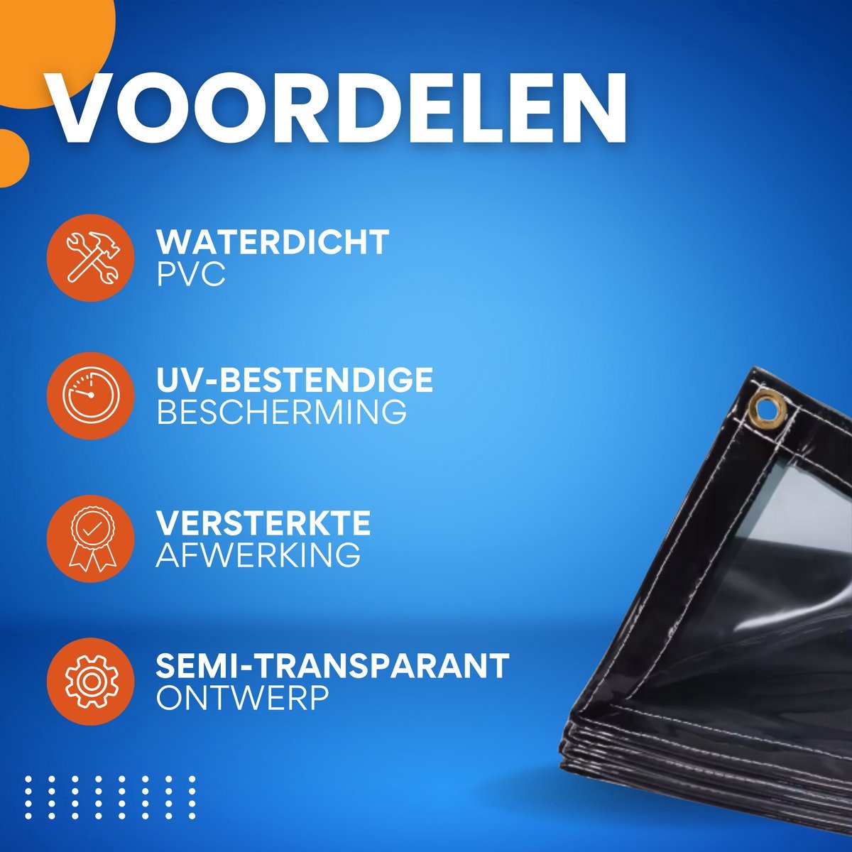 PVC Zeil Valora - Met oogjes - Weerbestendig - Zeildoek - Voor veranda, kas, terras, tuin - Waterdicht & UV-bestendig - Donkergrijs transparant - 300x400cm