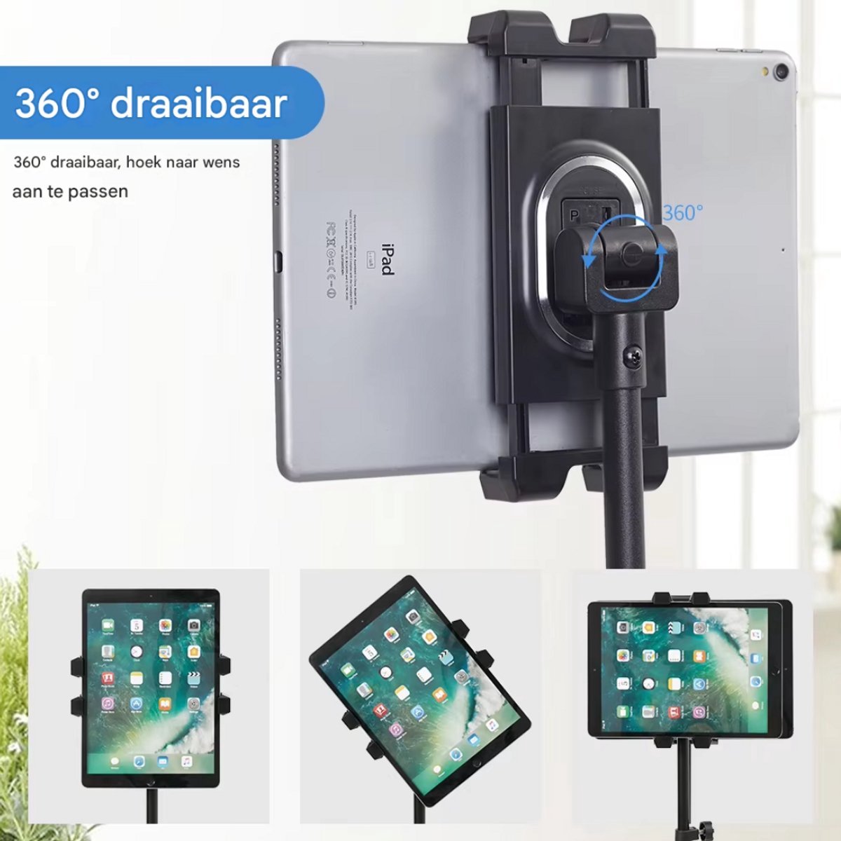 Vloerstandaard Vaylen - voor tablet en telefoon - Statief 4,5-12,9 inch - Beugel standaard - In hoogte verstelbaar