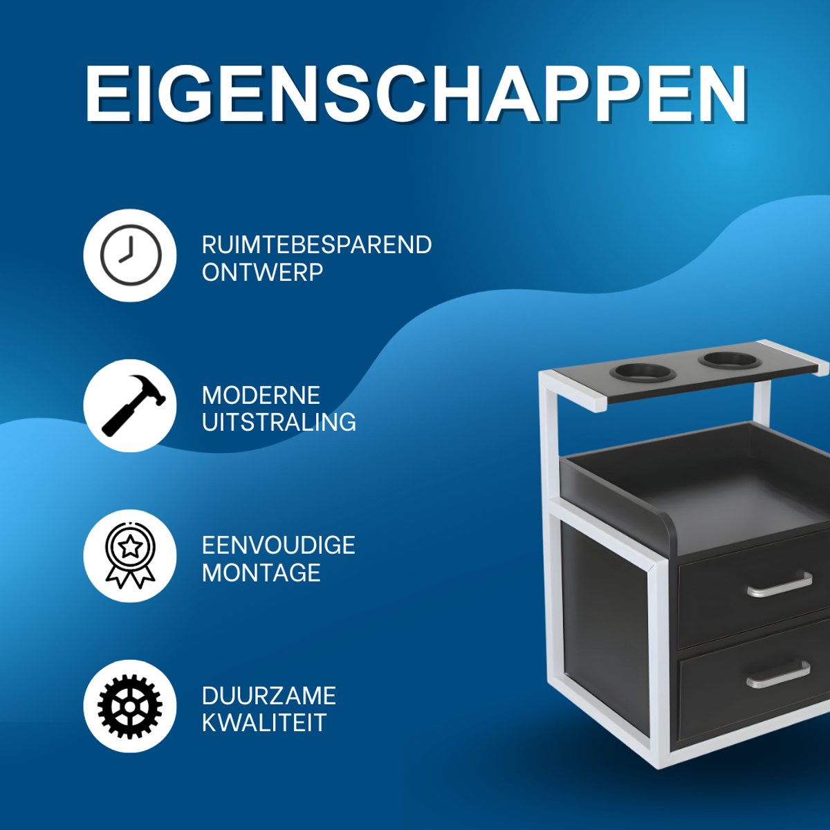 Wandkast - Hangkast - Muurkast - Opbergmeubel - Voor kapsalon - Opbergkast met wandmontage -Zilver/Zwart