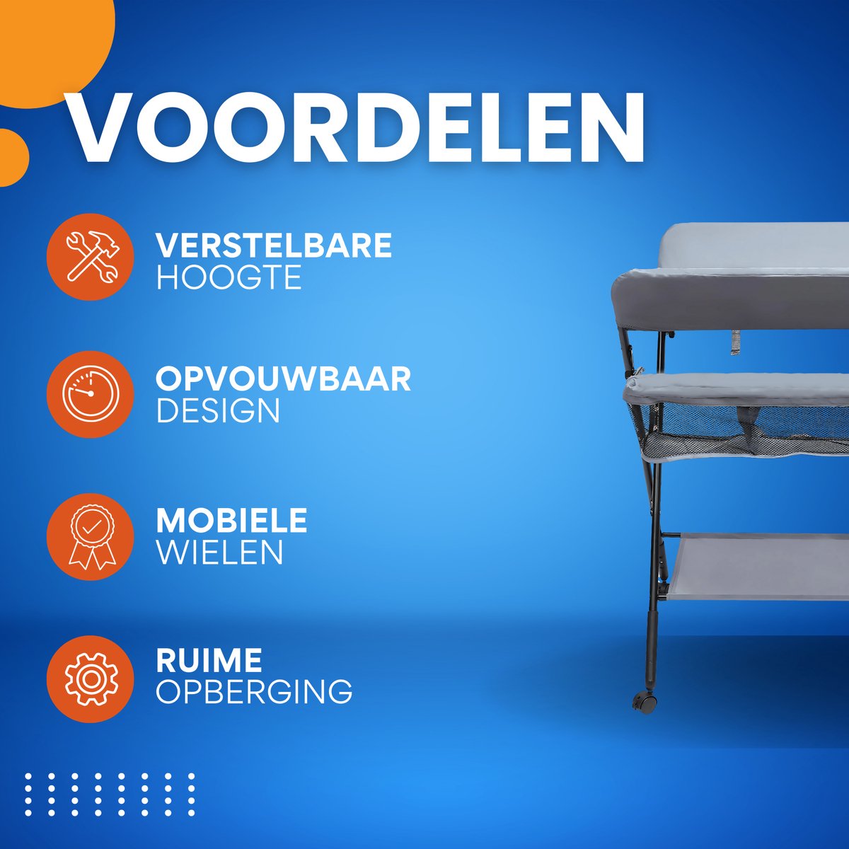 Babycommode - Commodekast - Verzorgingstafel - Voor 0-1 Jaar Baby’s - Verstelbare Hoogte en Opvouwbaar - Met Wielen en Opbergruimte - 25 kg Capaciteit - 80x63x96 cm - Grijs