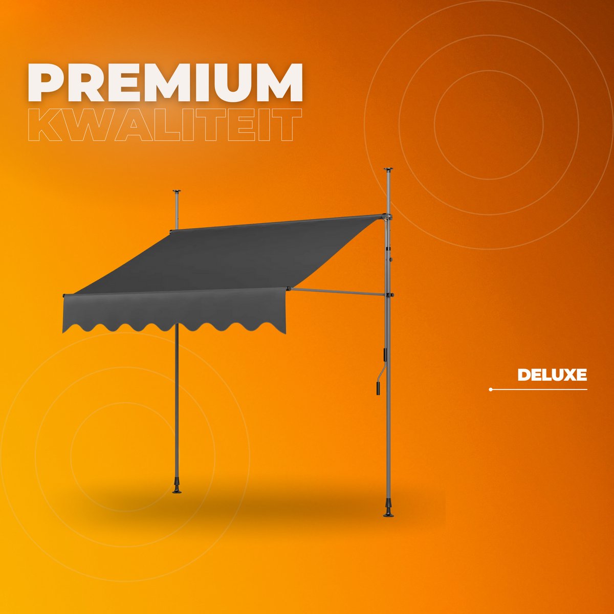 Handmatige Intrekbare Luifel - Zonneluifel - Niet-Schroef Buitenpatio Zonnescherm voor Terrasdeur en Raam - In Hoogte Verstelbaar Zonnescherm voor Buiten - 200 x 120 cm