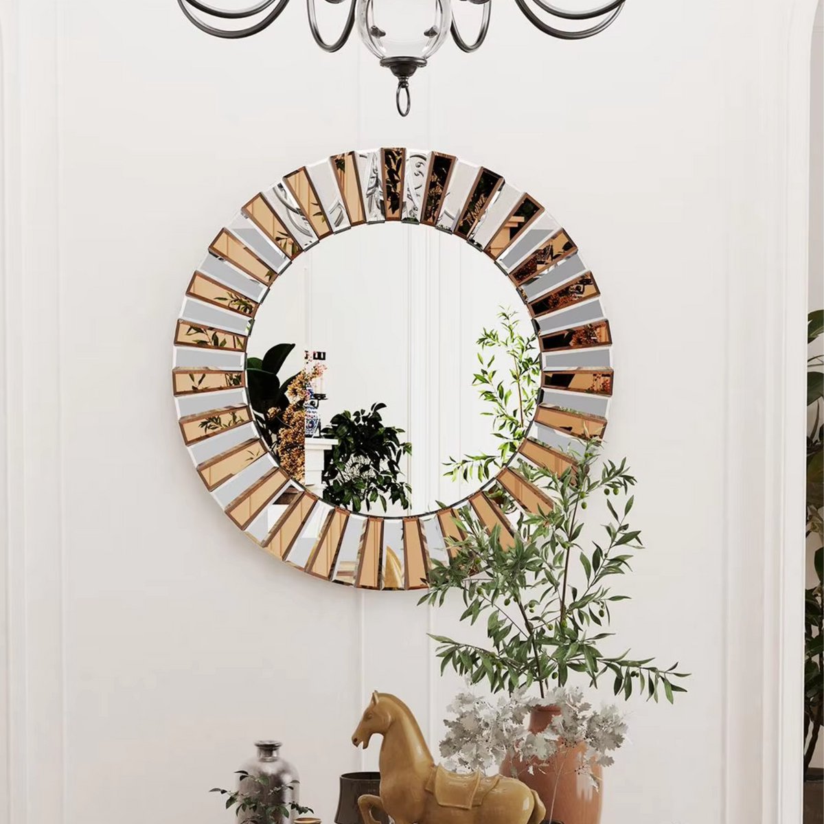 Elegante Spiegel - Ronde wandspiegel - 60cm - Zonder verlichting - Woonkamer