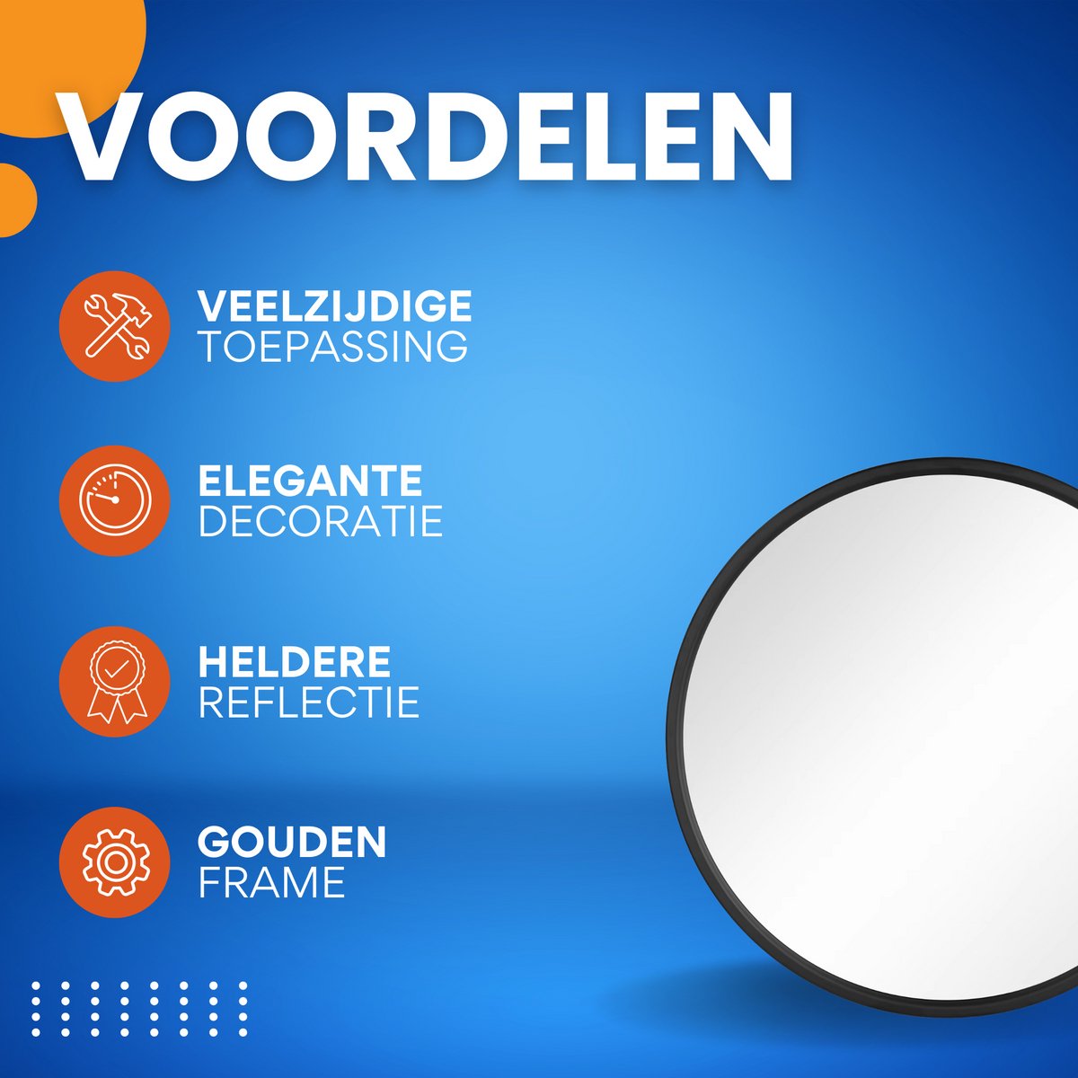 Ronde Spiegel - Voor Badkamer, Slaapkamer, Woonkamer en Hal - Zwart Metalen Frame en Ophangsysteem - Luxe Wanddecoratie - 80x80cm