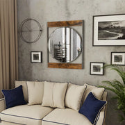 Wandspiegel Aurelio - Grote Rechthoekige Spiegel - Houten & Metalen Frame - Industrieel Design - Voor Badkamer, Woonkamer & Entree