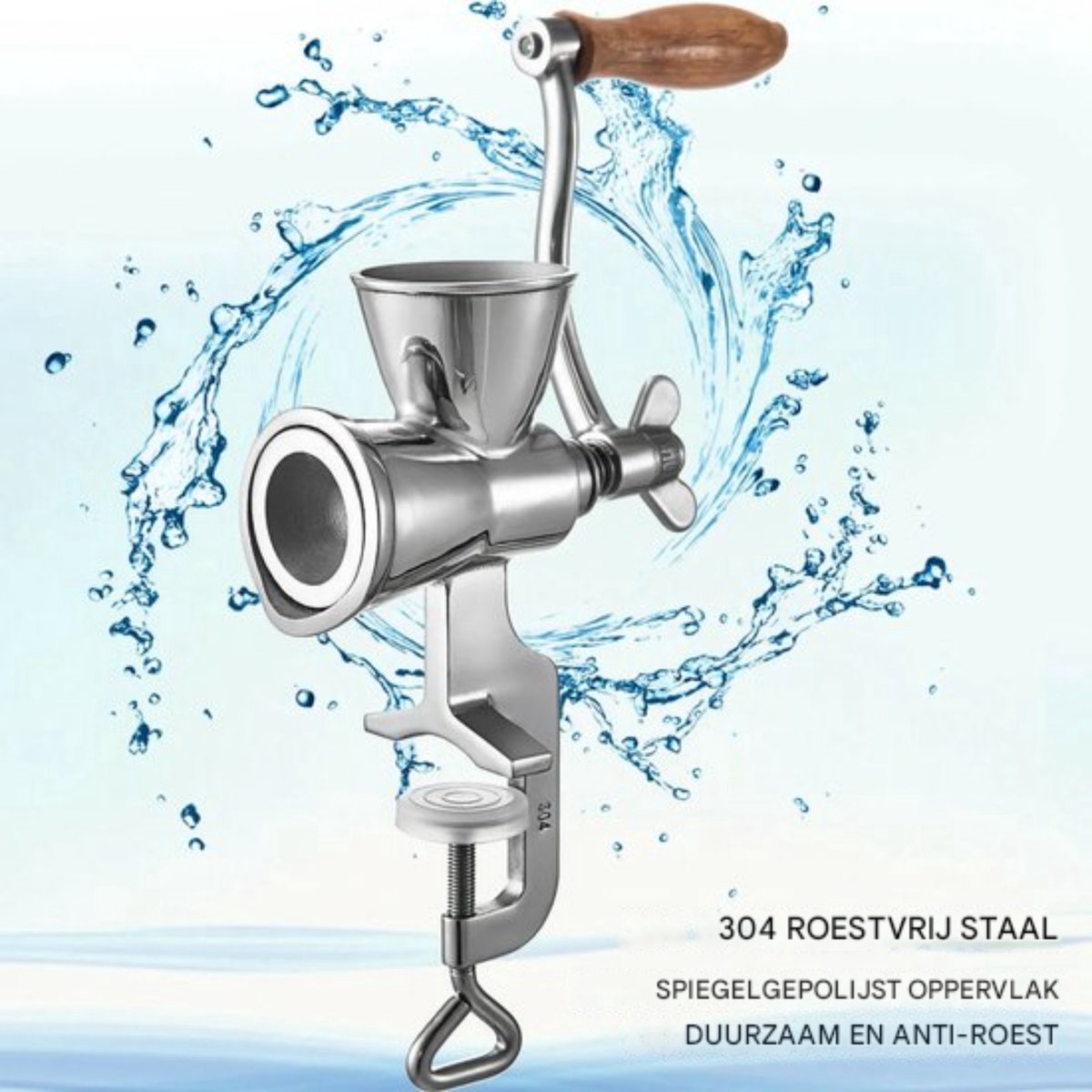 Happyment Koffiemolen Deluxe - Graanmolen – Met Tafelklem - RVS - Handmatig