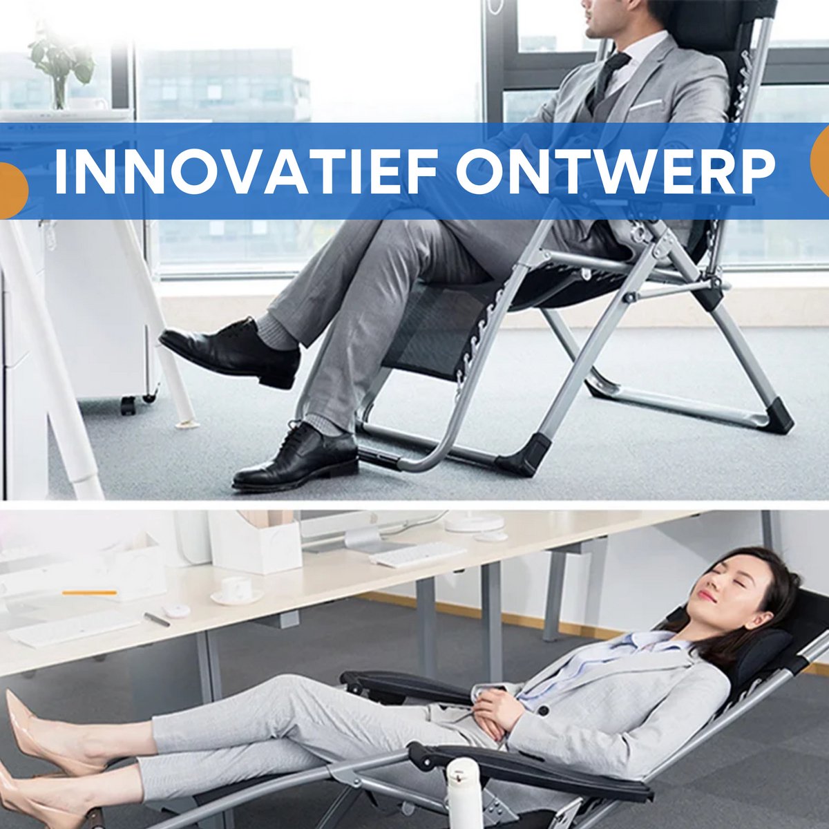 Tuinstoelen - Campingstoel - Ligstoel - Klapstoel - Voor outdoor, camping & tuin - Verstelbare rugleuning met bekerhouder - Draagbare ligstoel en fauteuil - Zwart - 1 stuk