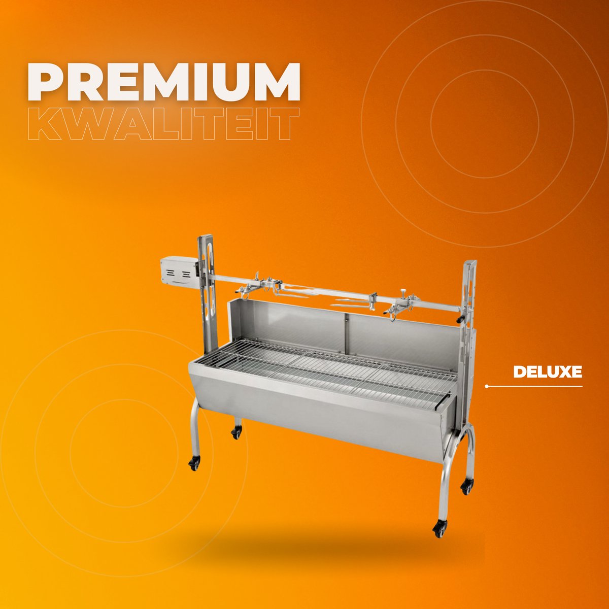 Rotisserie draaispit - BBQ 2 in 1 - RVS Rotisserie 60 kg - In Hoogte Verstelbaar - Oven - Motor - Elektrische Grill met Deksel & Accessoires
