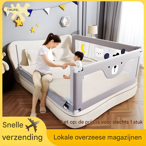 Baby Bedhek - Bedhekje - Bedrail - Uitvalbescherming - Voor bed - Veiligheidsleuningen & Bedbewaker - Beer - 90cm