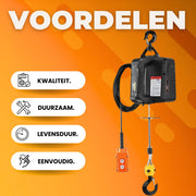 Elektrische Lier 3 in 1 - Met afstandsbediening - 1500W Motorlier - 500 kg - Hefhoogte 7 m - Kabeltakel - Takel Handmatig / Bedraad / Draadloos