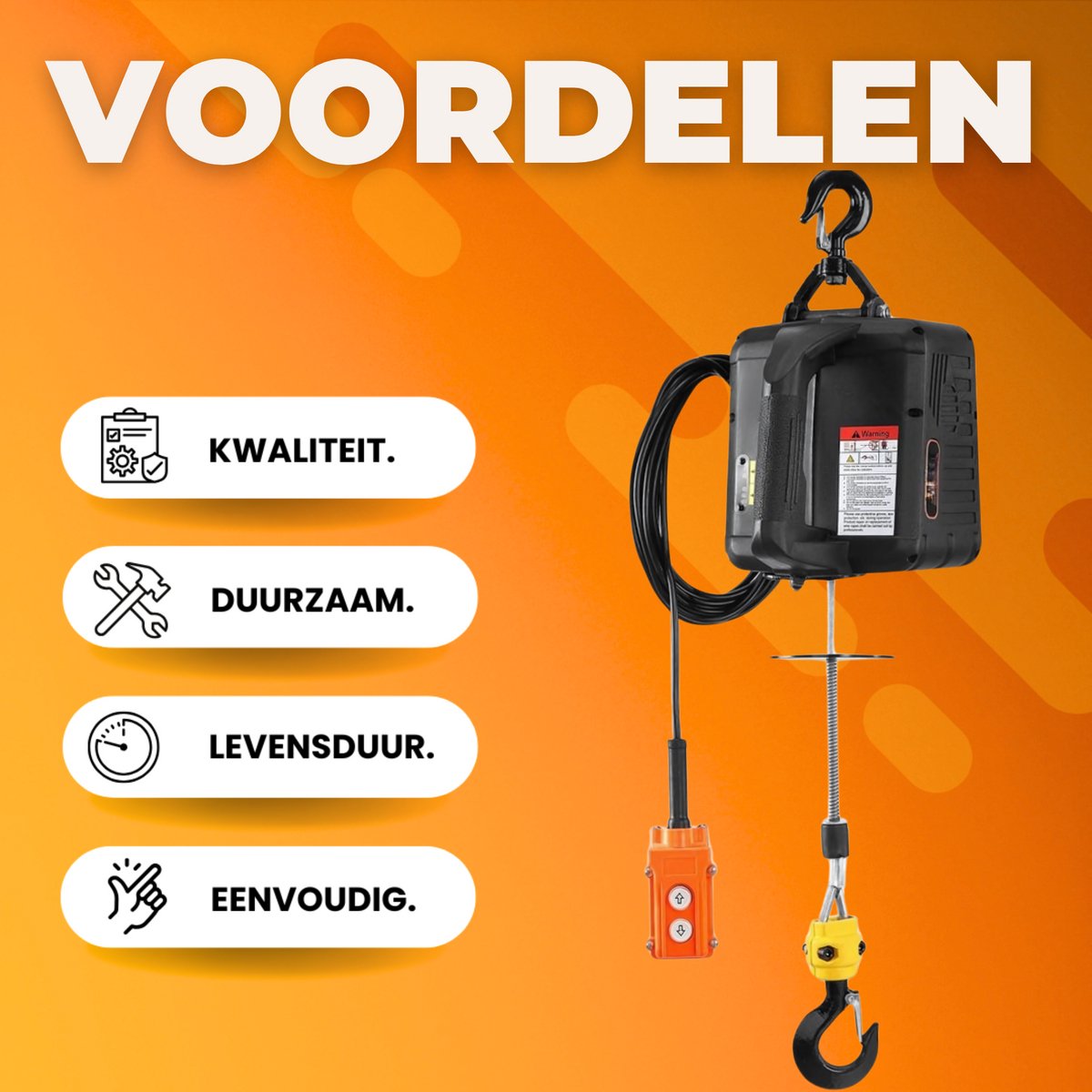 Elektrische Lier 3 in 1 - Met afstandsbediening - 1500W Motorlier - 500 kg - Hefhoogte 7 m - Kabeltakel - Takel Handmatig / Bedraad / Draadloos