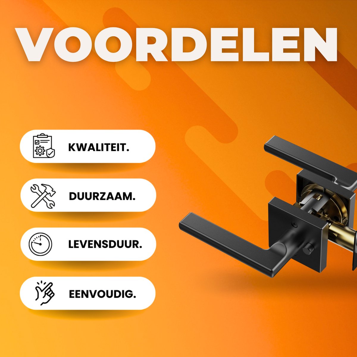 Deurbeslag zwart - 10 delig - Deurklink voor binnen - 35-45 mm Dikte - Zinklegering