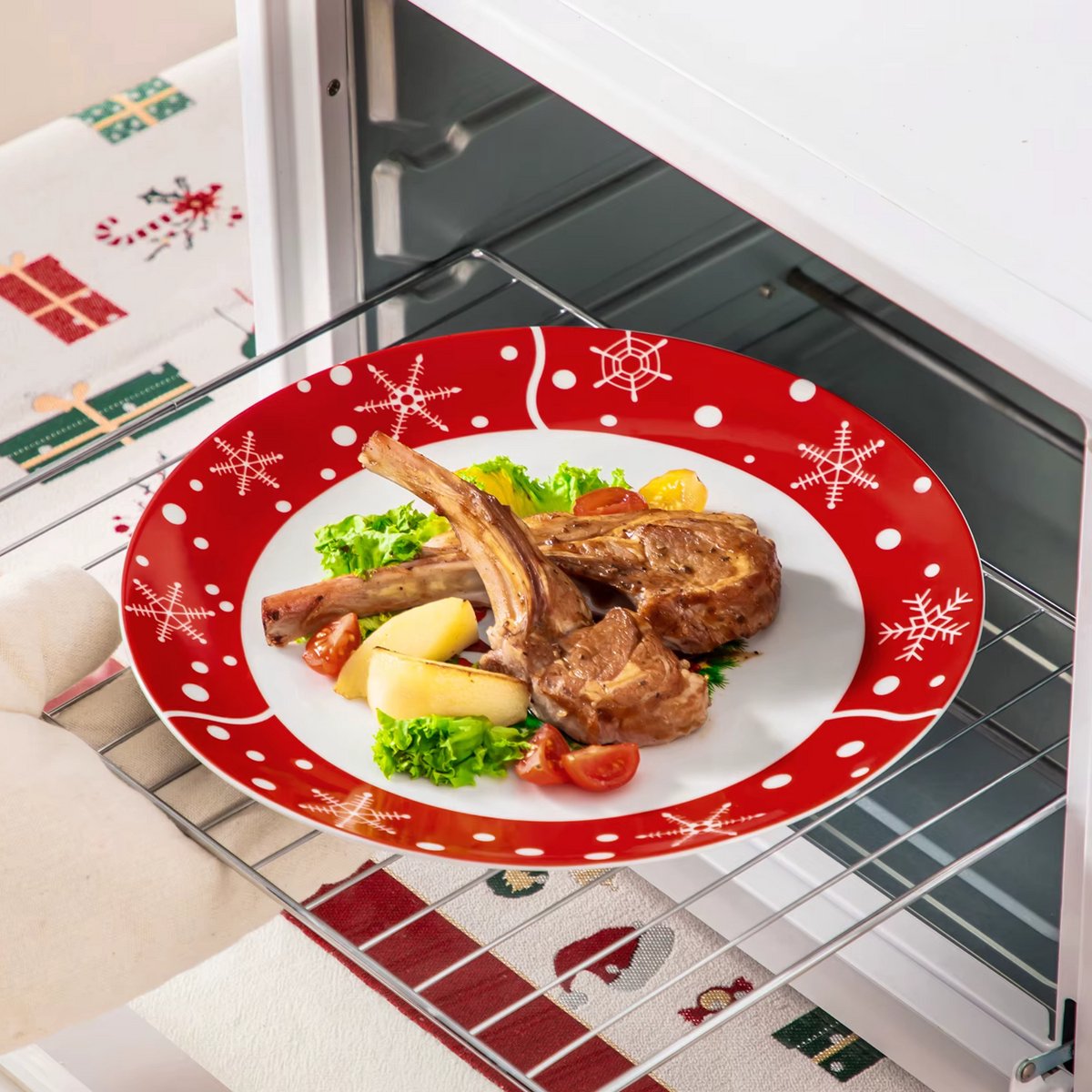 Kerst Dinerborden – 4 persoons – Kerst 16 delig – Keramisch – Dinerborden – Ontbijtborden