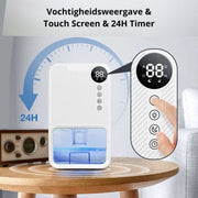 Happyment Luchtontvochtiger Deluxe - Dehumidifier voor slaapkamer - Ontvochtiger - Huiskamer of Badkamer - Super stil - Met Touchscreen - Timer - Tot 1100 ml