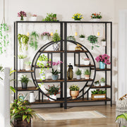 Plantenstandaard - Plantenrek Buiten - Bloemenpot - Voor binnen en buiten - 7 Lagen en S-Haken - Bruin - 179 cm hoog × 100 cm breed × 30 cm diep