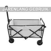 Opvouwbare Bolderkar – Bolderwagen - Voor strand, tuin en camping – Met wielen en duwstang – Khaki