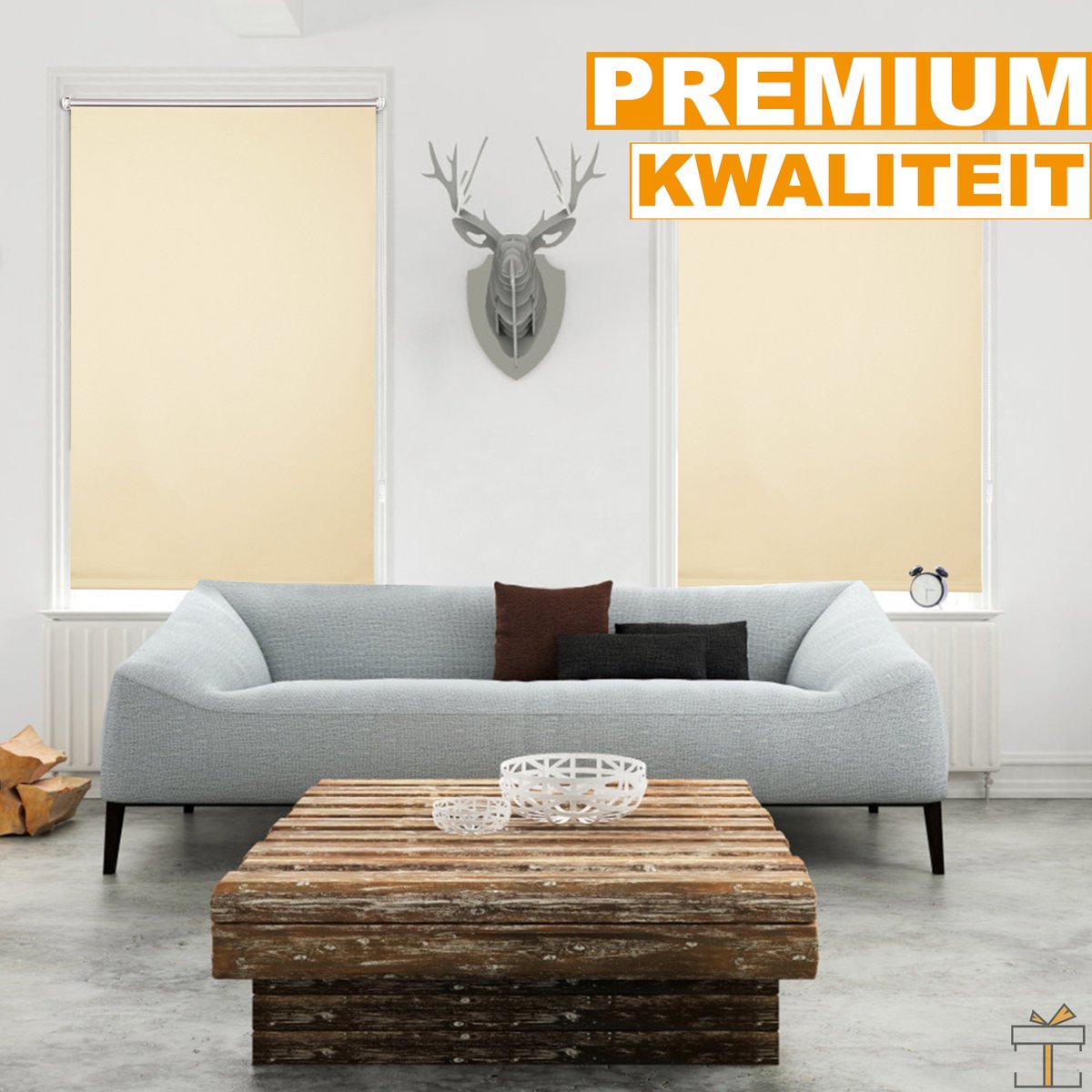 Happyment Rolgordijn Luxe - Beige - 100x160cm - Isolerend - Luxaflex - Rolgordijnen verduisterend - Zonder of met boren