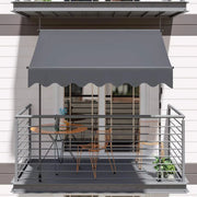 Zonneluifel - 200cm - Ook als balkonluifel - Terras - Knikarmscherm zonnescherm - Uitschuifbaar - PU Coating - In Hoogte Verstelbaar - Grijs
