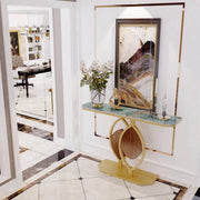 Consoletafel Royal Valora - Wit/goud - Wandtafel - Marmerlook - Haltafel - Sidetable - 120cm