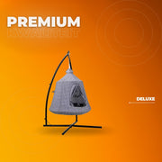 Egg hangstoel Tavien - Voor kinderen - Hangmat X-standaard - met Boomentent - Speeltent Binnen en Buiten - Egg chair cocoon - Metalen Schommelstoel - Grijs