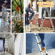 Telescopische Loft Ladder Luxe - 470CM - Opvouwbare Trapladder - Uitschuifbare Aluminium Ladder - Draagbaar - EN131 - Max. Belasting 150kg/330lb