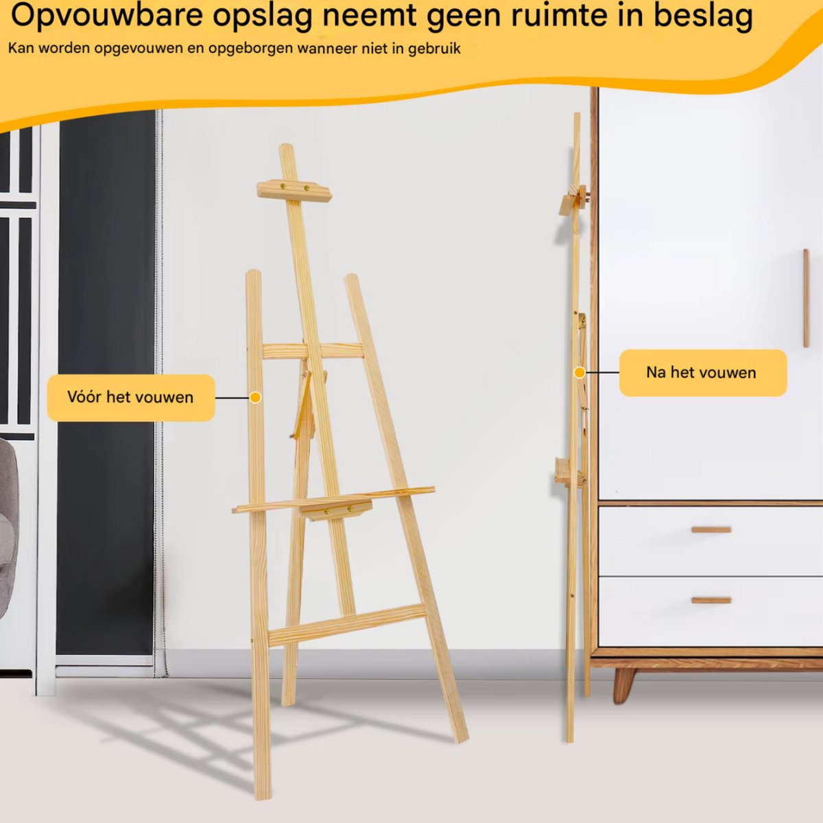 Kunstenaar Ezel Tavien - Houten A-Frame Ezel Stand - Verstelbare Tekening en Schilderij Houder - Draagbaar voor Canvas Display