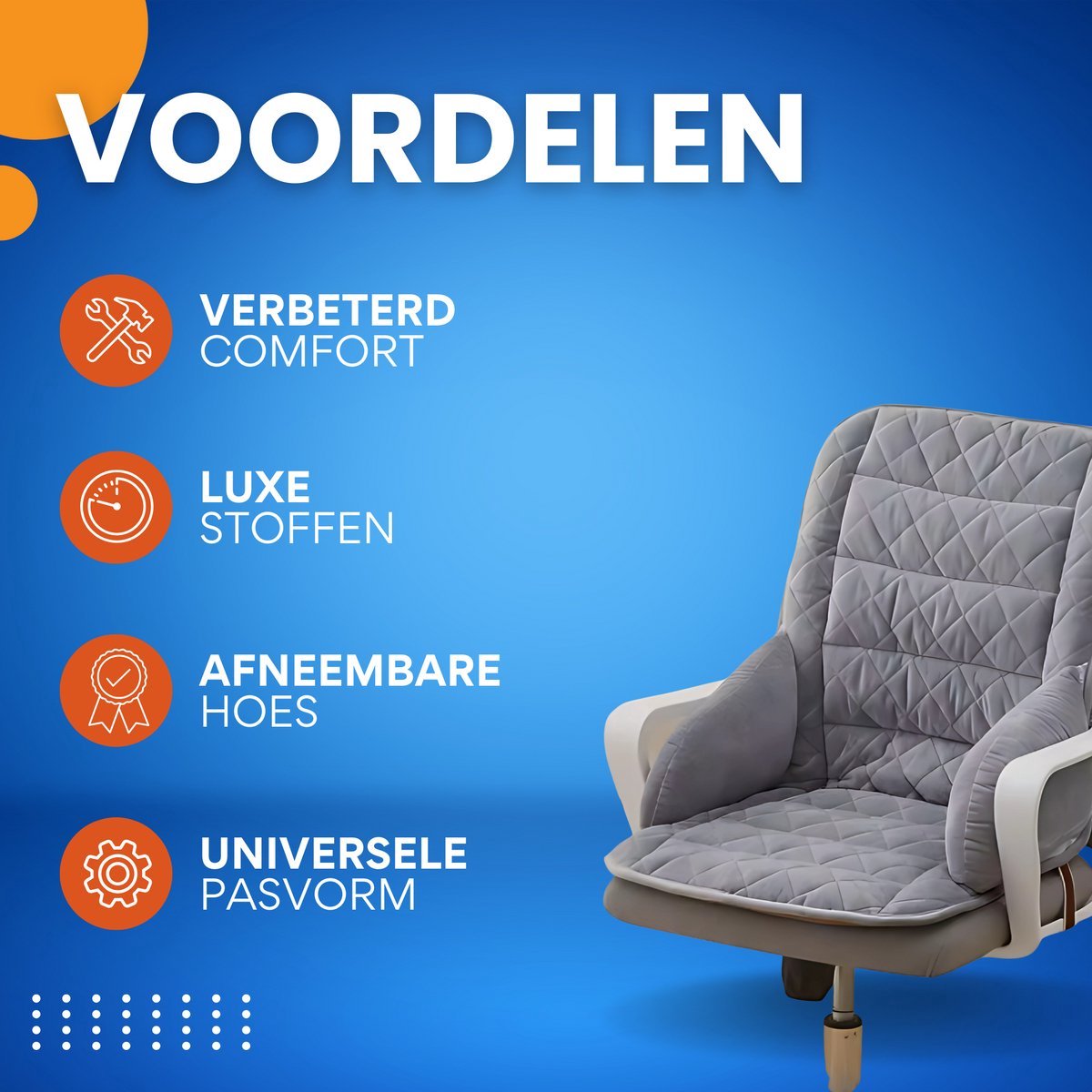 Kussen Tavien - Bureaustoel kussen - Rugkussen - Ergonomisch - Universeel - Grijs