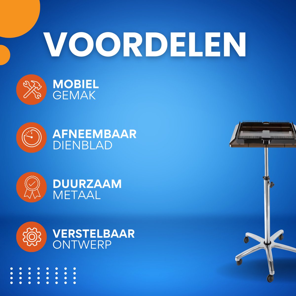 Kapperswagen - Rolwagen - op Wielen - Voor Salons en Thuisgebruik - met Afneembaar Dienblad - Kunststof en Metaal - Zwart