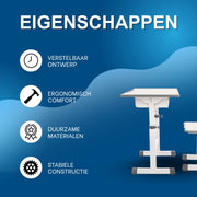 Kinderbureau met stoel - Voor kinderen - Verstelbaar bureau- en stoeltjesset - Cream