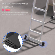 Telescopische Ladder Vareo - 3,2m - Uitschuifbare Multifunctionele Roestvrijstalen Ladder - Draagbare Stevige Zolderladder met EN131-standaard
