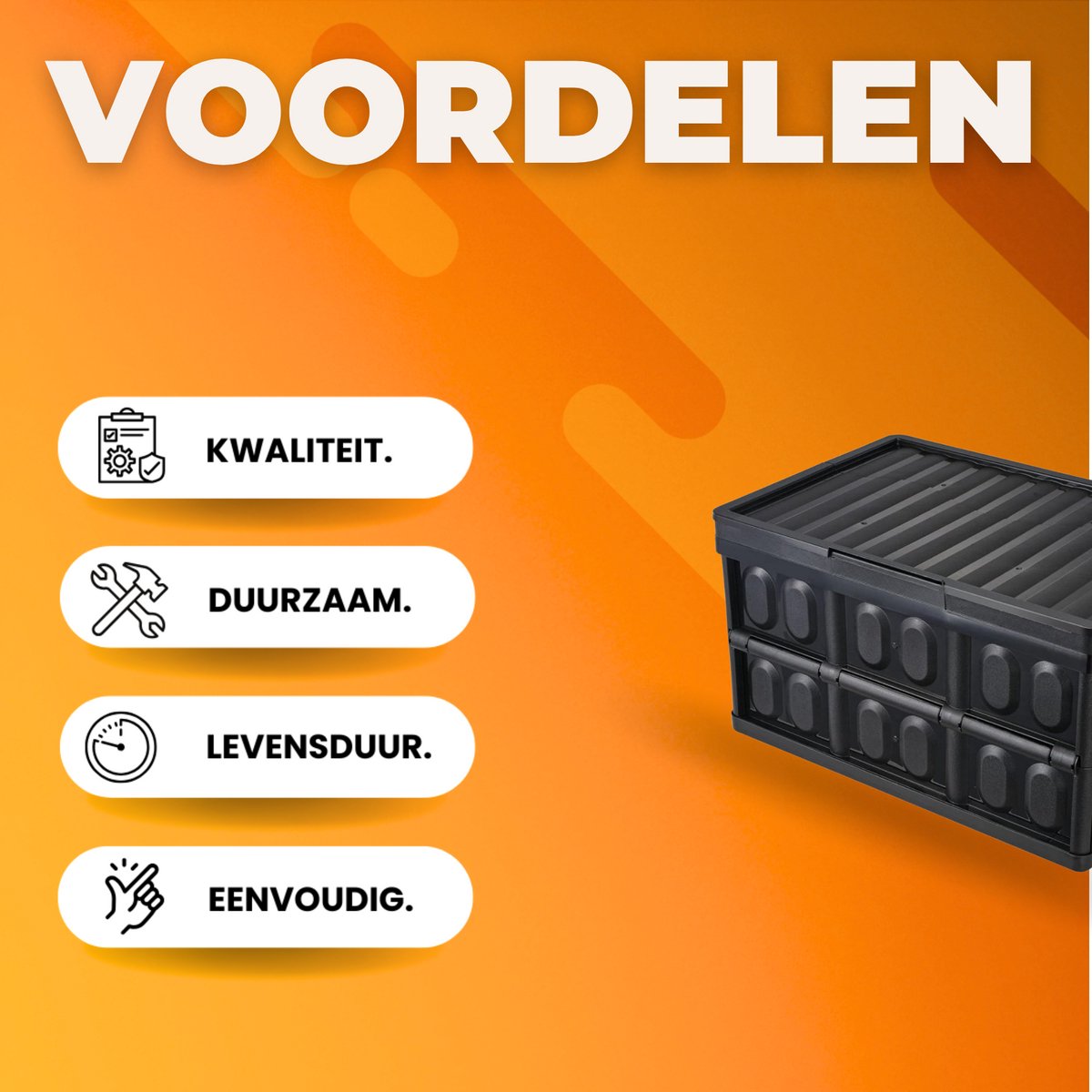 Opbergdoos met deksel - Set van 3 - Opbergbox 45L - PP Verhuisdozen - Opbergboxen - Opbergmanden kunststof