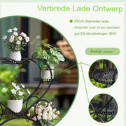 Metalen Plantenstandaard Lovi - Voor Binnen & Buiten - Met wieltjes - 6 bloempotten - Zwart