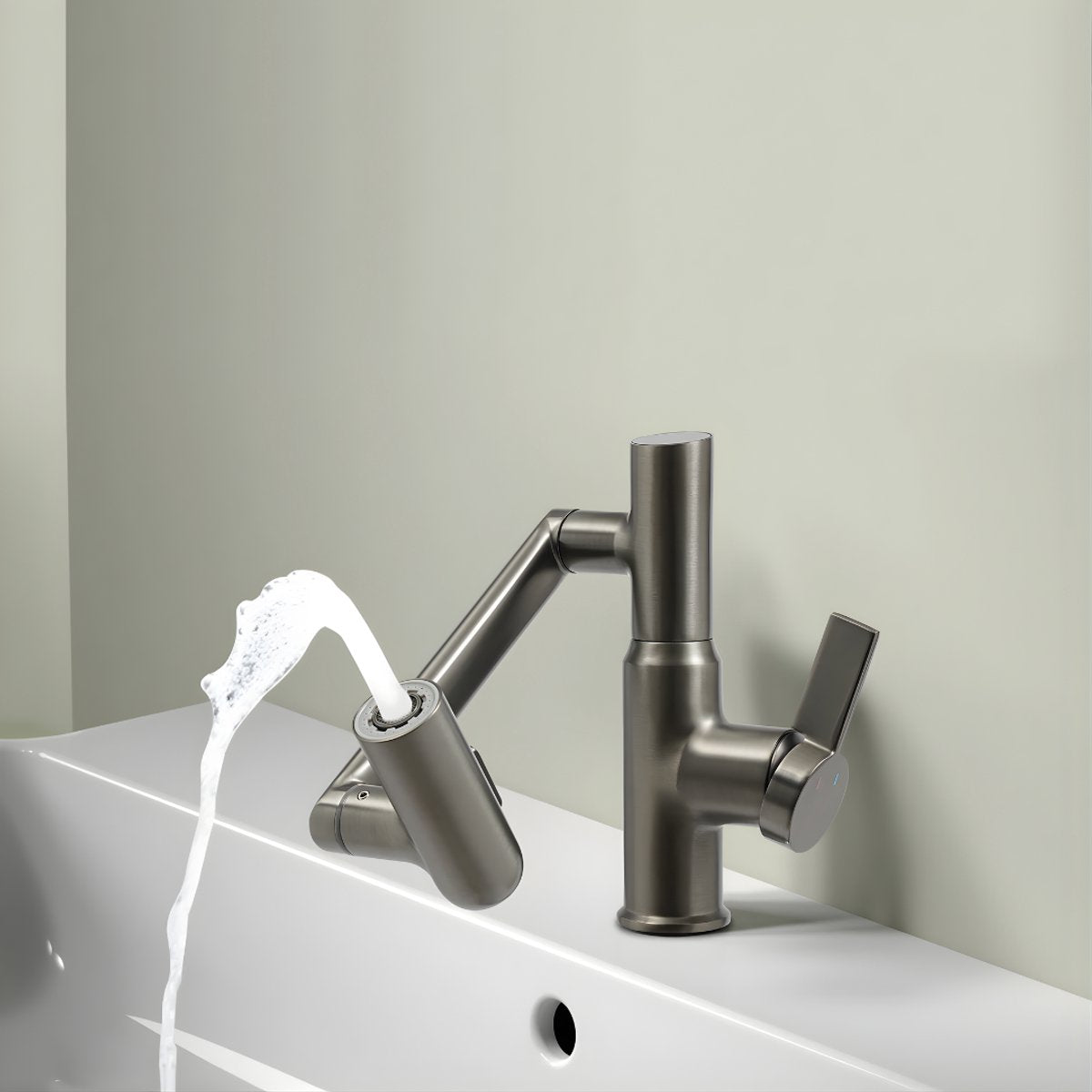 Badkamerkraan - Wastafelkraan - Voor badkamer en keuken - Met LED-temperatuurindicator - Grijs