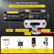 Elektrische Lier PRO - Takel - Hijskraan - 2040kg Power Winch - 12V DC Truck Lier - Synthetisch Touw 12,5M - Draadloze Afstandsbediening - Kabeltakel