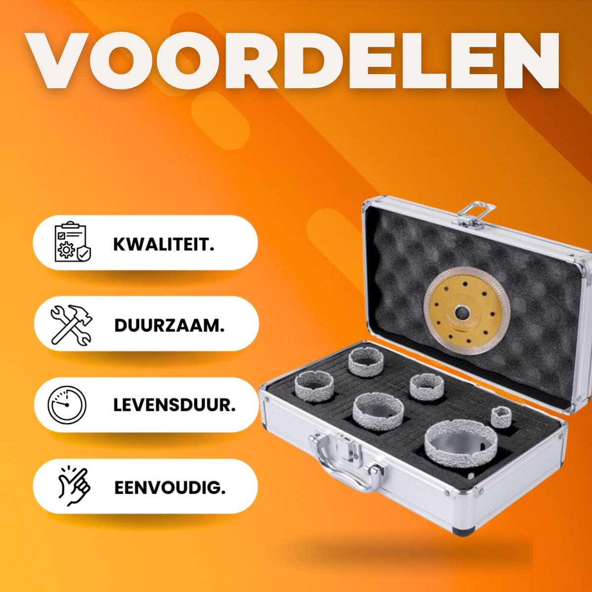 Diamant Gatenzaagset – Dozerboor - 6-delige Tegelboorset gatenzaag 60 mm – Voor Keramiek, Marmer & Porselein