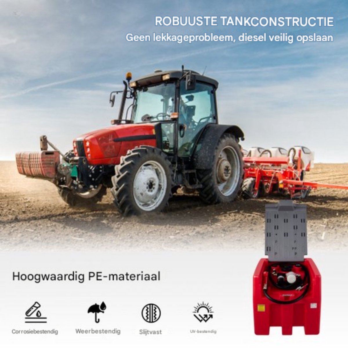 Draagbaar Dieseltank - 220L - Jerrycan - Brandstoftank - Brandstoftank - Mobiel Dieseltankstation - 40L p/min - 140W Mobiel Tanksysteem Voor Vullen