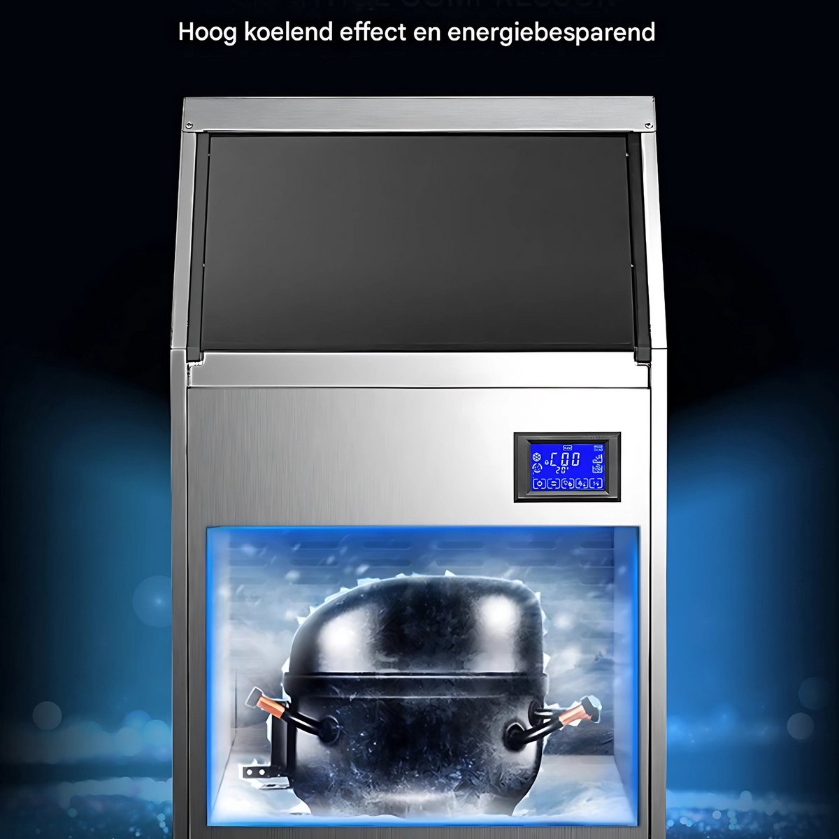 Professionele IJsblokjesmachine – 250W - IJsblokjesmaker met IJsschep – 50KG per 24 uur – Zelfreinigingsfunctie - Draagbaar - Zwart